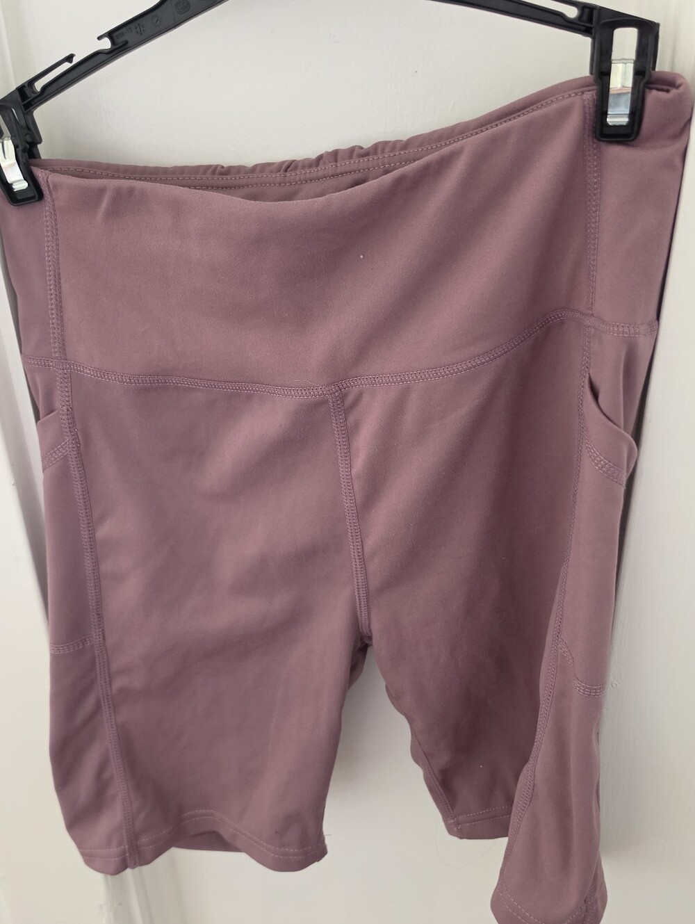Mauve High-Waist Bike Shorts with Side Pockets